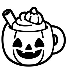 cartoon spooky halloween pumpkin mug - layered cut file - fall sticker