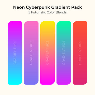 Neon Cyberpunk Gradient Pack &ndash; 5 Futuristic Color Blends