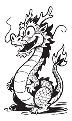 Vector illustration of a majestic dragon in traditional style