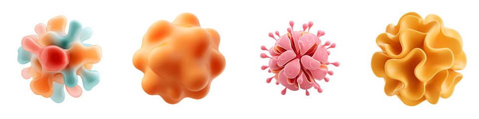 Abstract 3D Shapes - Colorful Organic Forms on White Background