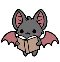 cute bat reading a spell book - layered cut file - halloween clip art