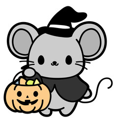 cute mouse with pumpkin basket - layered cut file - halloween pooky clipart