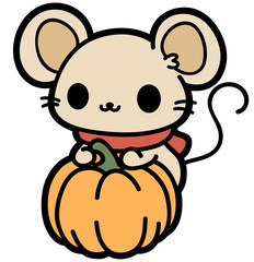 cute fall mouse on a pumpkin - layered cut file - autumn clip art