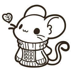 cute baby mouse with pullover - layered cut file - autumn clip art