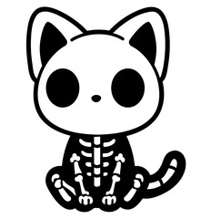 halloween spooky skeleton cat