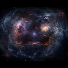 Colorful Deep Space Nebula Galaxy with Stars and Cosmic Clouds, Outer Space Background