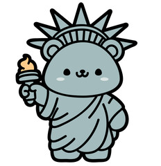 cute teddy bear statue of liberty - layered cut file - america sticker