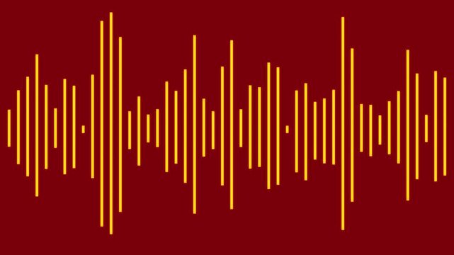 Sound wave rhythm background, technology concept, Sound waves.A vibrant audio waveform glowing in blue and audio-visual on a dark background.Audio Visualizer with Mic Symbol Icon Motion.4k