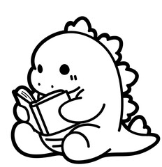 cute reading dragon - layered cut file - book clipart