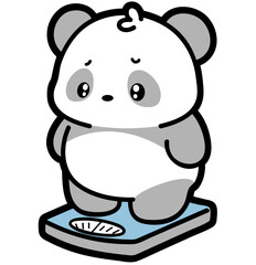 cute panda on a weight balance - layered cut file - health clipart