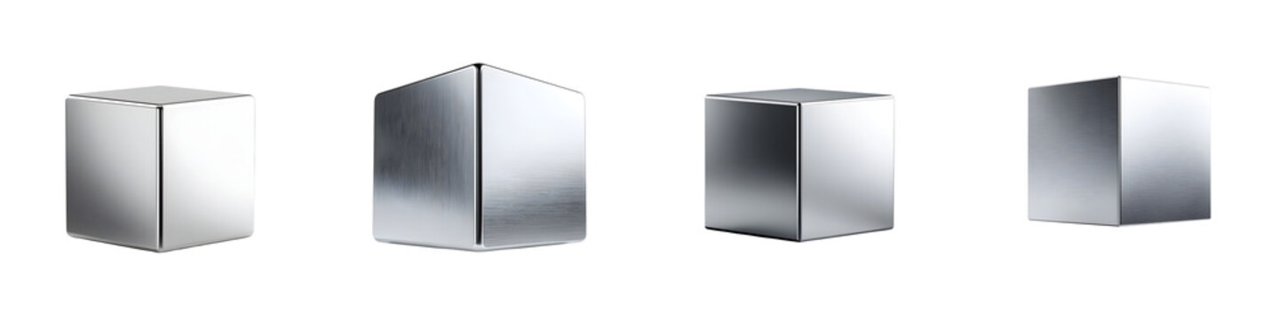 Metal Cubes - Metallic Shiny Objects on White