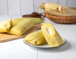 Traditional Brazilian Pamonha Corn Cakes.