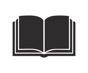 Open Book Silhouette Icon: Black Graphic for Reading and Education