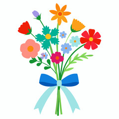Vector art illustration of a vibrant bouquet of cut wildflowers