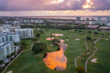 Aerial View of Boca Raton Golf Course at Sunrise