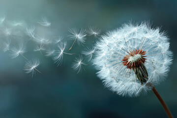 Fototapeta premium Dandelion Seeds in the Wind - Flying Away