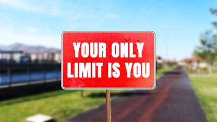 Your Only Limit is You message written on red road sign. Conceptual Your Only Limit is You symbol. Copy space. © Emre Akkoyun