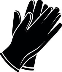 Vector art of black silhouette of a pair of gloves, isolated on a white background transparent background