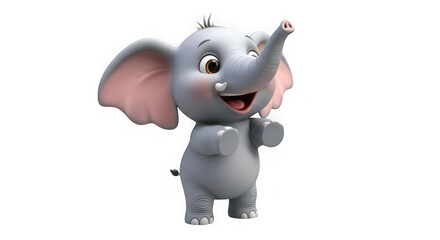 Cute cartoon elephant isolated on transparent background, a cheerful illustration