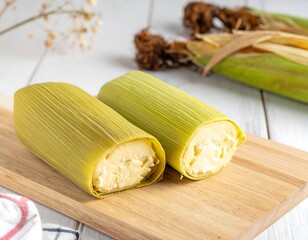 Traditional Brazilian Pamonha Sweet Corn Dish.