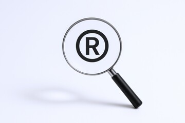 Magnifying Glass Focusing on a Circular Symbol Against a White Background, representing attention and search