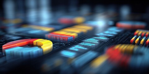 Abstract Futuristic Circuit Board Illustration with Dynamic Colors for Technology and Innovation Concepts