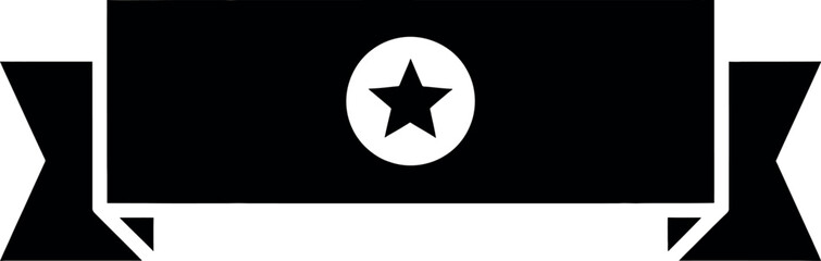 Vector art of black and white banner with a star in a circle, isolated on white background transparent background