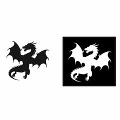 Dragon silhouette in vector design, perfect for tattoo, logo, or fantasy art