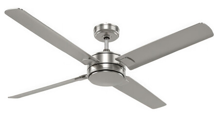Ceiling fan with four blades isolated on transparent background for home interior