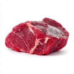 Obraz premium A single raw beef cut, showcasing rich red color and textures