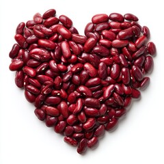 A heart-shaped arrangement of vibrant red kidney beans, representing love and healthy eating