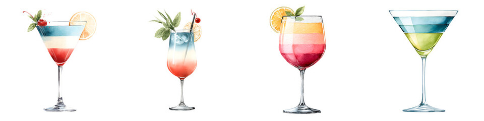 Watercolor Cocktail Collection: Summer Drinks Illustration Set