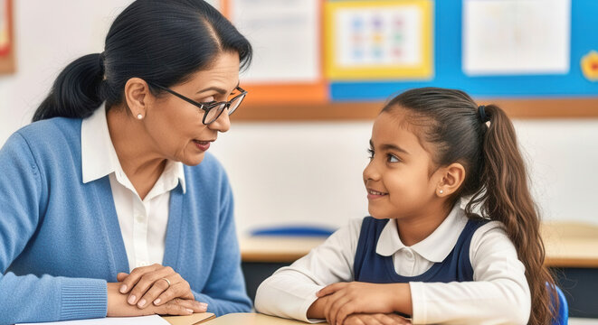 Teacher with her student