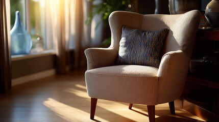 Softly Blurred Home Chair Bathed in Natural Sunlight