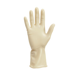 Obraz premium クリーム色のラテックス手袋 透明背景に手型 保護と安全のための医療用具
