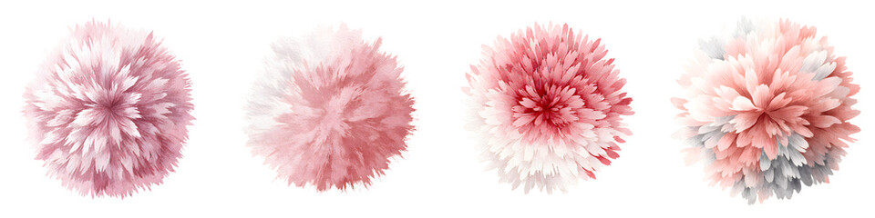 Fototapeta premium Set of Decorative Floral Pom Poms in Pastel Colors