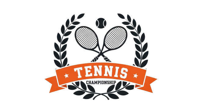 Tennis Championship vintage sports emblem with crossed rackets isolated PNG with Transparent Background
