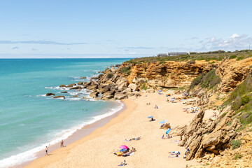 beach area full of coves known as Calas de Rocge in Conil de la Frontera, Cadiz