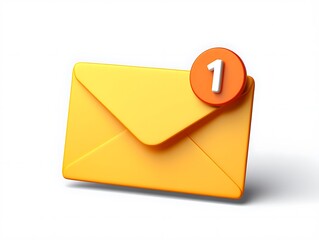 An Illustration of a Yellow Envelope with a Notification Badge Indicating One New Unread Message