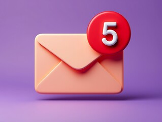 Illustration of an email envelope with a notification badge showing the number five
