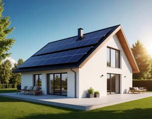 solar panels on a modern eco-friendly house
