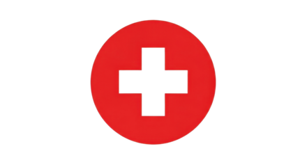 First aid medical cross symbol in a red circle isolated PNG with Transparent Background