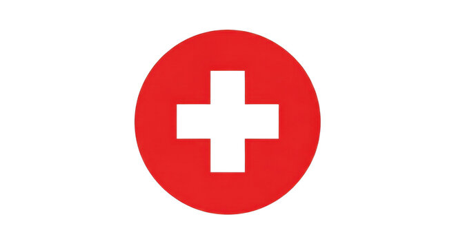 First aid medical cross symbol in a red circle isolated PNG with Transparent Background