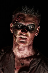 Obraz premium Zombie Portrait with Intense Emotions Wide Banner