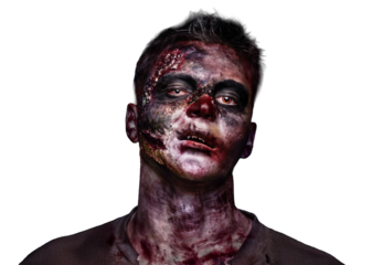 Zombie with Intense Expression on Transparent Background