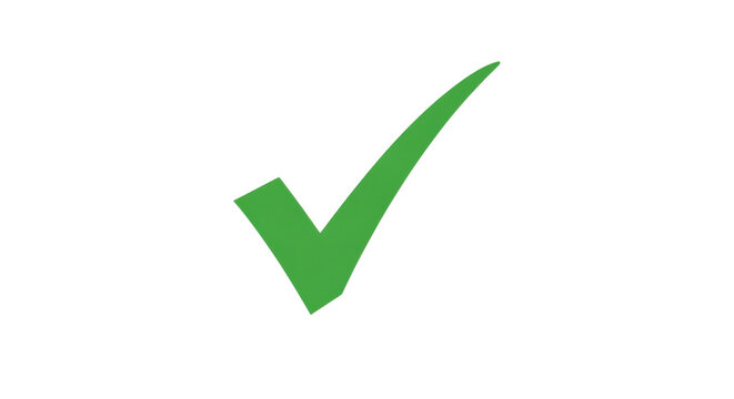 Green check mark icon for success and approval isolated PNG with Transparent Background