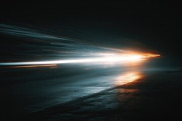 Night road streaked with light trails