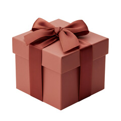 Obraz premium Elegant Rose Gift Box With Brown Ribbon Isolated on Transparent Background