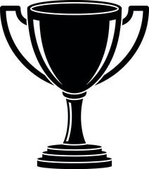 Vector art of black and white silhouette of a trophy cup isolated on white background transparent background