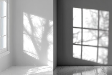 Fototapeta premium Sunlight casts shadows on a bright room